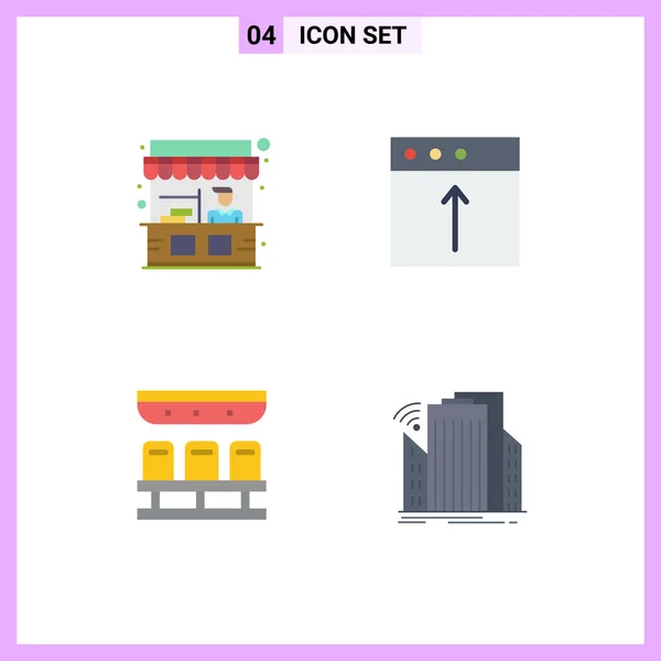 Set Vector Flat Icons Grid Food Train Street Mac Travel — Stock Vector