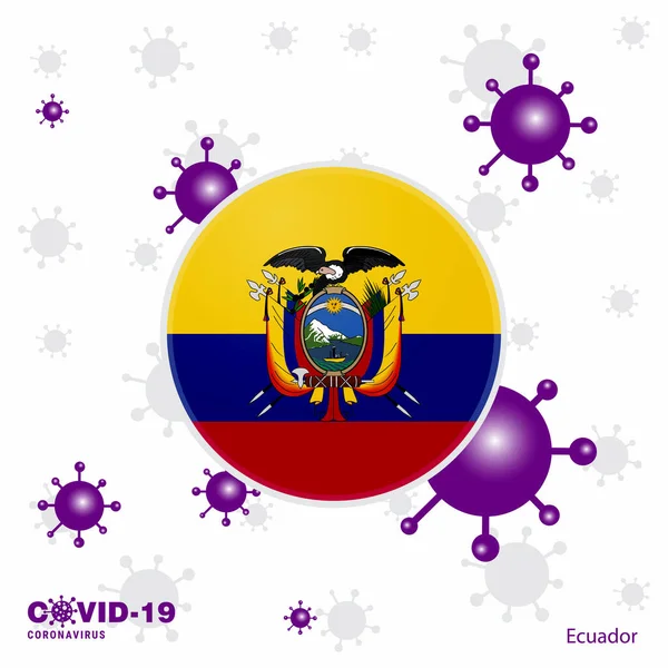 Módl Się Ekwador Covid Flaga Typograficzna Koronawirusa Zostań Domu Bądź — Wektor stockowy