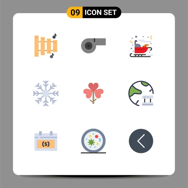 Набор Современных Иконок Интерфейса Цветов Флоры Санта Цветка Погоды Стола — стоковый вектор