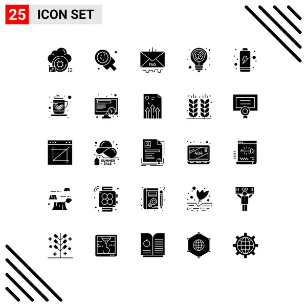 现代的一套25个实体字形和符号 如思想 帮助编辑向量设计元素 — 图库矢量图片