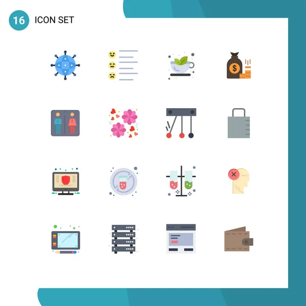 User Interface Pack Basic Flat Colors Gold Bank Emojis Bag — Stock Vector