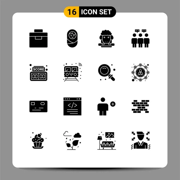 Pictogram Set Dari Glif Solid Sederhana Untuk Publik Skor Domba - Stok Vektor