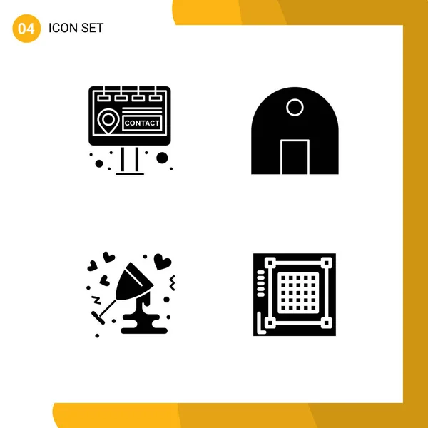 Mobile Interface Solid Gyph Set Pictograms Billboard Celebrate Building Mosque — Vector de stock