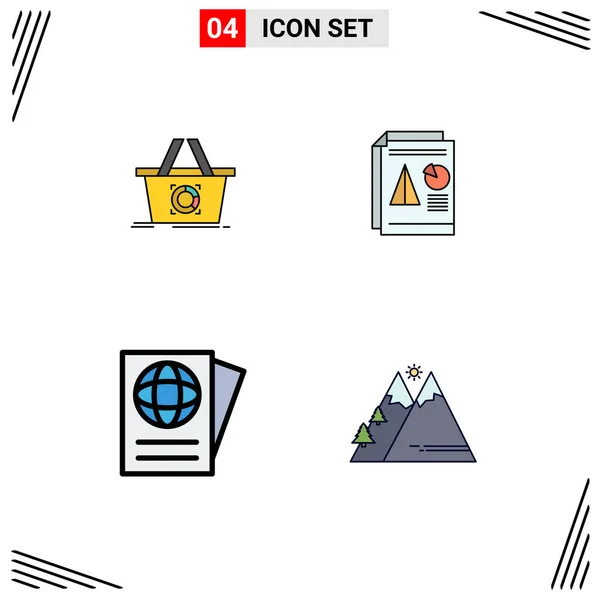 Creative Icons Modern Signs Folks Cart Document Shopping Pie Travel — стоковый вектор