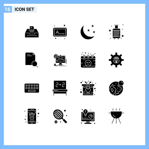 User Interface Pack Basic Solid Glyphs Research Travel Half Moon — Stock Vector