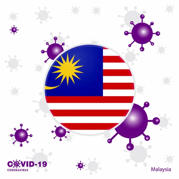 Reza Por Malasia Covid Coronavirus Typography Flag Quédate Casa Mantente — Vector de stock