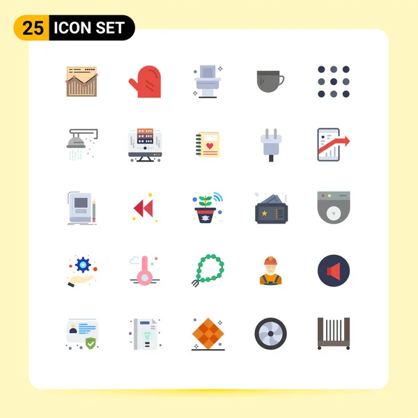 25個のモダンなUiアイコンのセット数字 呼び出し トイレ 基本的な 紅茶の記号編集可能なベクトルデザイン要素の記号 — ストックベクタ