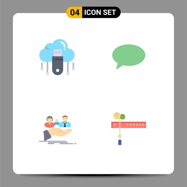 Ensemble Commercial Flat Icons Pack Pour Usb Assurance Nuage Chating — Image vectorielle