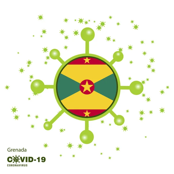 Grenada Coronavius Bayrak Farkındalığı Evde Kal Sağlığına Dikkat Kendi Sağlığına — Stok Vektör