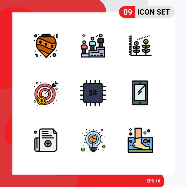 Pictograms Devices Chip Man Target Money Editable Vector Design Elements — 스톡 벡터