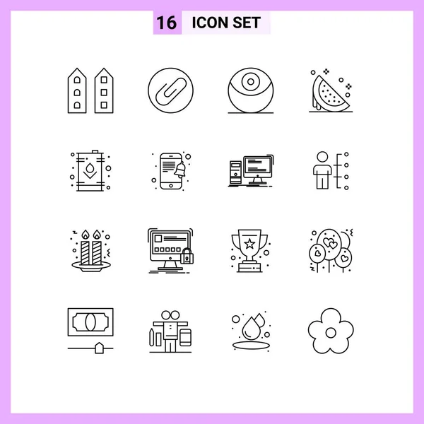 Creative Icons Modern Signs Symbols Electric Watermelon Death Sweet Fruit — Stock Vector