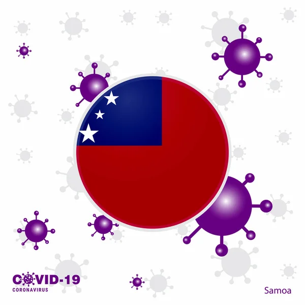 Imádkozz Szamoáért Covid Coronavirus Tipográfia Zászló Maradj Otthon Maradj Egészséges — Stock Vector