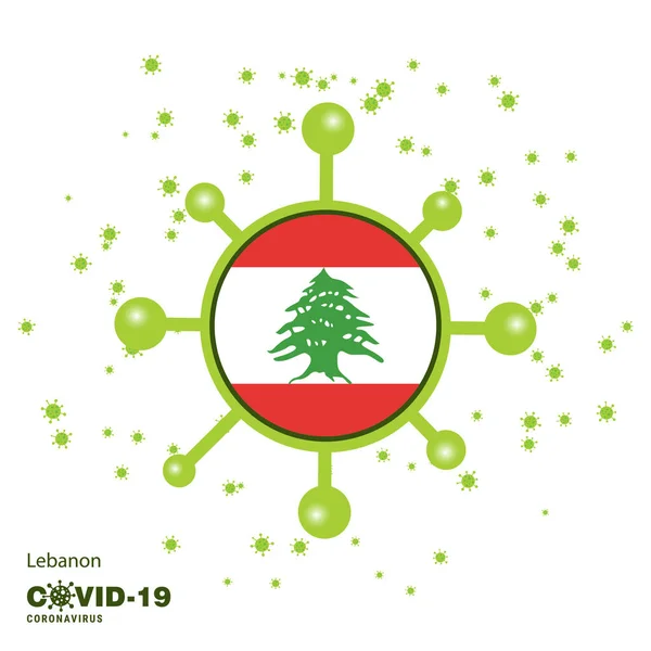 Libanon Coronavius Flag Awareness Background Bleib Hause Bleib Gesund Achten — Stockvektor