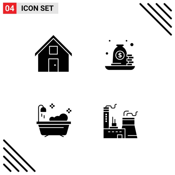 Set Commercial Solid Glyphs Pack Contact Loan Convo Mortgage Clean — Vector de stock