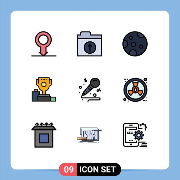 Pictogram Set Simple Filledline Flat Színek Hobbi Zene Időjárás Mikrofon — Stock Vector