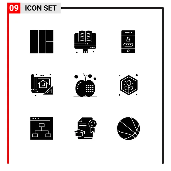 Universal Icon Symbols Group Modern Solid Glyphen Food Cooking Security — Stockvektor