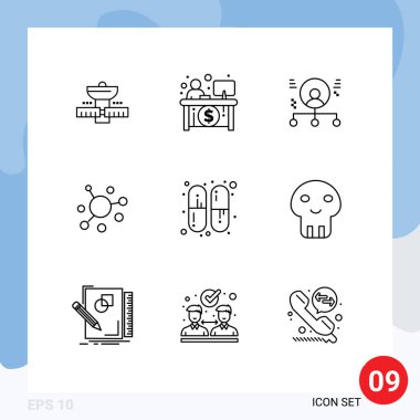 Modern Set of 9 Outlines Pictograph of crypto currency, coin, teller, elastic, man Editable Vector Design Elements vector