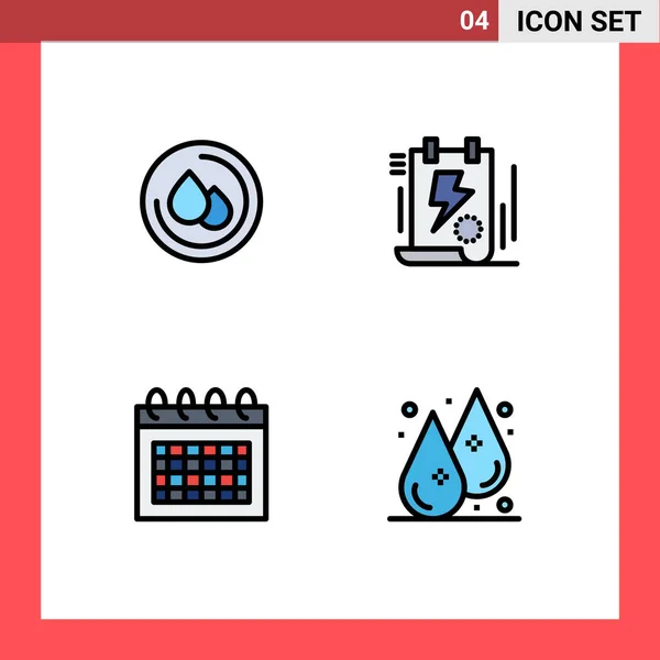 Ensemble Couleurs Plates Filledline Modernes Pour Médical Date Document Boulon — Image vectorielle