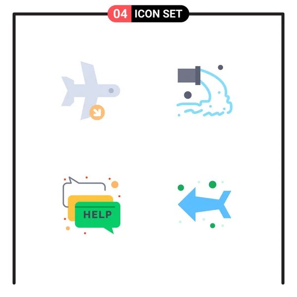 Set Commercial Flat Icons Pack Flight Waste Transport Pollution Communication — Stock Vector
