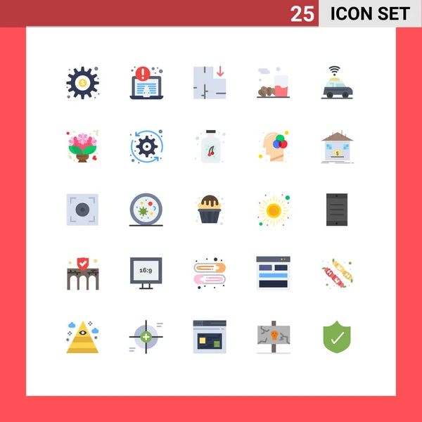 Stock Vector Icon Pack Líneas Signos Símbolos Para Mapa Coche — Vector de stock