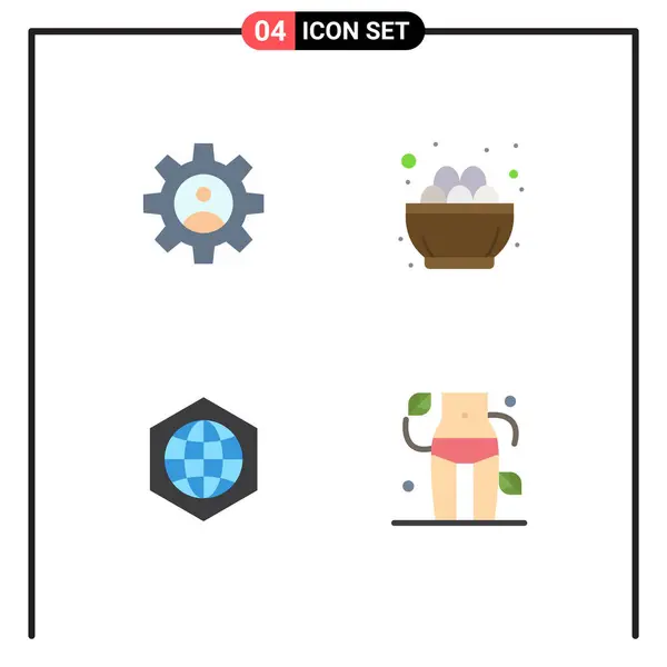 Conjunto Ícones Planos Interface Móvel Pictogramas Engrenagem Terra Uso Páscoa —  Vetores de Stock