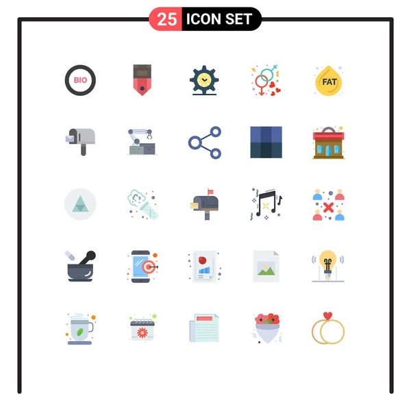 Universal Icon Symbols Group Cores Planas Modernas Casamento Gênero Listras — Vetor de Stock