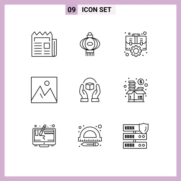 User Interface Outline Pack Modern Jelek Szimbólumok Belső Tér Keret — Stock Vector