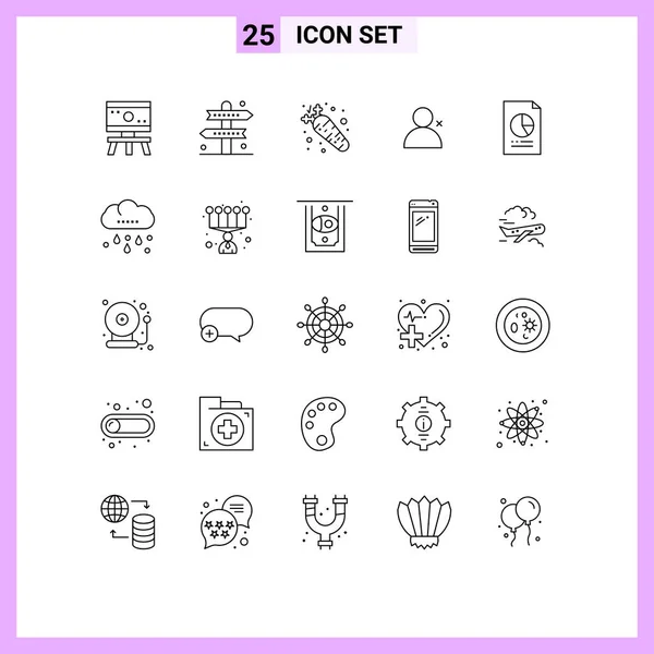 Thematic Vector Lines Editable Symbols Document Sets Recreation Twitter Nutrition — Stock Vector
