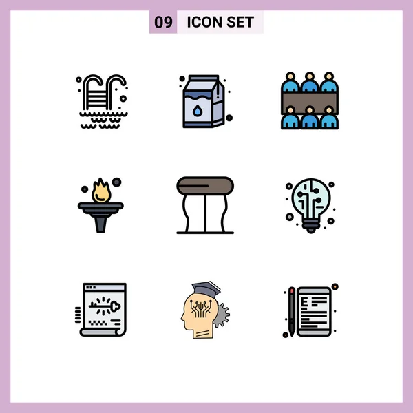 Universal Icon Symbols Group Modern Filledline Flat Colors Light Table — 스톡 벡터