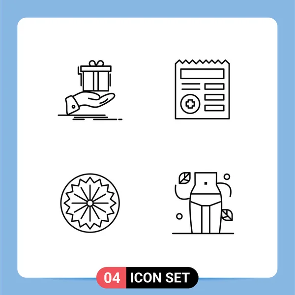 Set Modern Icons Symbols Signs Gift Indian Idea Document Sign — Stock Vector