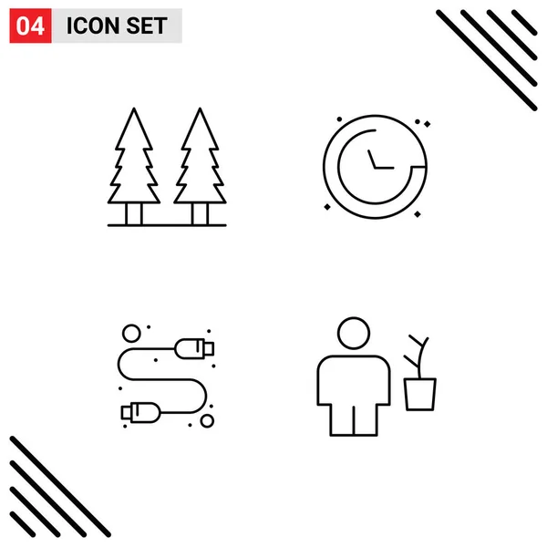 Iconos Creativos Signos Modernos Símbolos Entretenimiento Ordenador Árbol Ubicación Elementos — Vector de stock