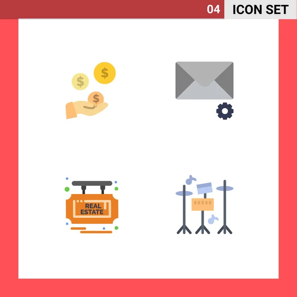 Piktogrammset Mit Einfachen Flachen Icons Der Fintech Industrie Real Industry — Stockvektor