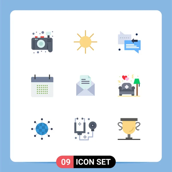 Pictogram Set Simple Flat Colors Office Text Support Schedule Date — Stockový vektor