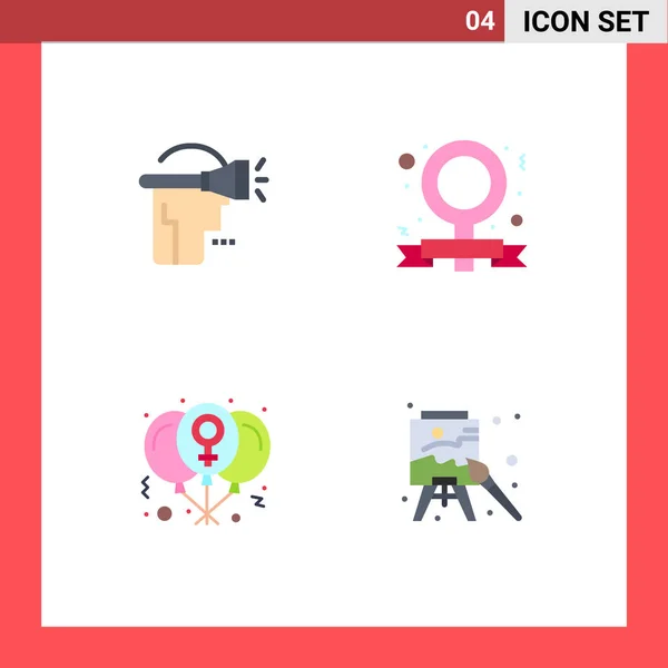 Flat Icon Pack Universal Symbols Head Day Virtual Reality Feminism — Stock Vector