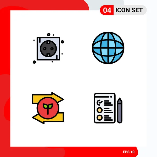 Pictogram Set Dari Warna Flat Filledline Sederhana Papan Kiri Steker - Stok Vektor