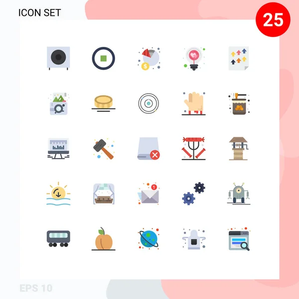 2014 Mobile Interface Flat Color Set Pictograms Light Heart Economy — 스톡 벡터