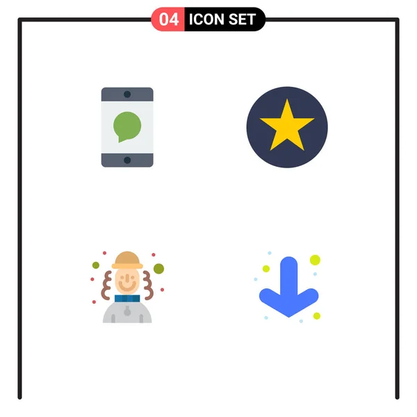 Grupo Flat Icons Sinais Símbolos Para Celular Brincalhão Mensagem Multimídia — Vetor de Stock