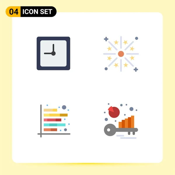 Mobile Interface Flat Icon Set Mit Piktogrammen Für Uhr Diagramm — Stockvektor