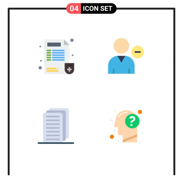 Conjunto Ícones Planos Interface Móvel Pictogramas Médico Negócios Relatório Pessoa —  Vetores de Stock