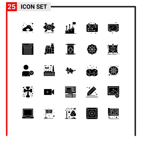 25个烘烤 任务可编辑向量设计元素的基本固态字形用户界面包 — 图库矢量图片