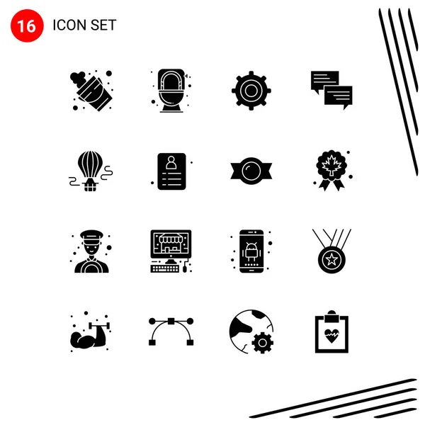 Pack Creative Solid Glyphs Balloon Chat Gear Bublina Message Editable — Stockový vektor