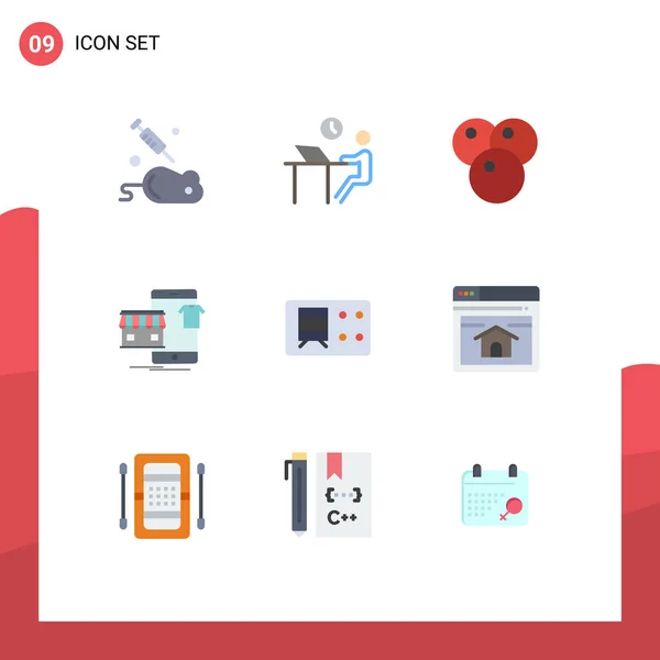 Pictogram Set Simple Flat Colors Railroad Online Staff Buy Shopping — 스톡 벡터