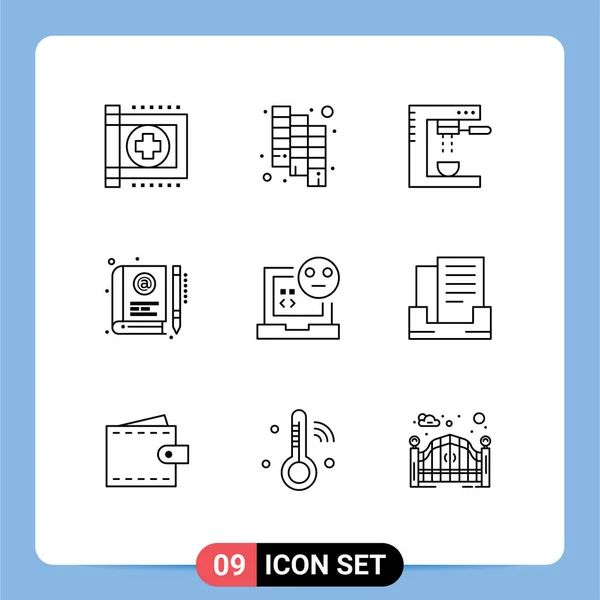 Set Modern Icons Symbols Signs Education Cooking Machine Editable Vector — Stock Vector