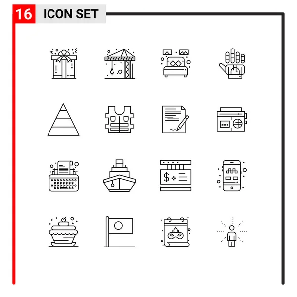 Set Van Moderne Pictogrammen Symbolen Tekenen Voor Piramide Technologie Ruimte — Stockvector