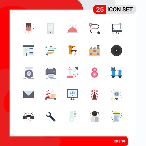 Pictogram Set Simple Flat Colors Device Hotel Monitor Route Editable — Stockový vektor