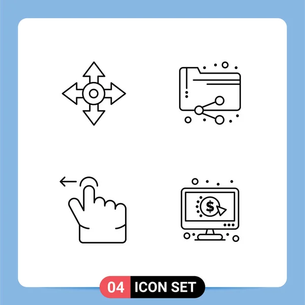 Line Concept Websites Mobile Apps Arrow Gesture Navigation Documents Click — Stock Vector