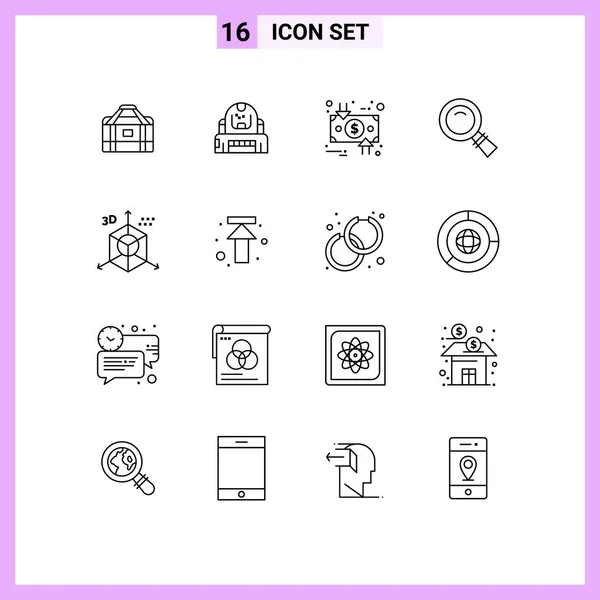 User Interface Outline Pack Modern Signs Symbols Search Look Protection — Stock Vector