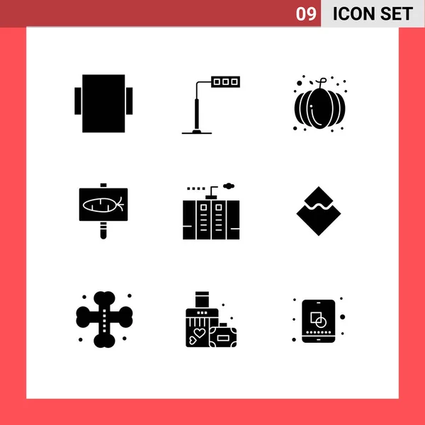 Solid Glyph Pack Mit Universellen Symbolen Für Generator Notfall Ernte — Stockvektor