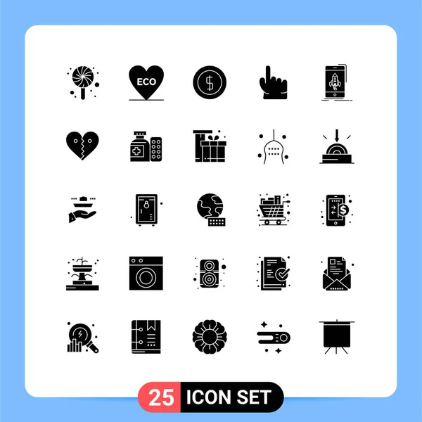 Conjunto Icones Modernos Símbolos Sinais Para Início Jogo Moeda Toque — Vetor de Stock