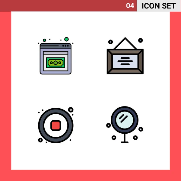 Stock Vector Icon Pack Лінійних Знаків Символів Розвитку Бізнесу Зупинки — стоковий вектор